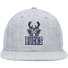 Milwaukee Bucks Hardwood Classics 2.0 Snapback Hat Heather Gray