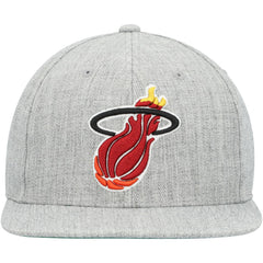 Miami Heat Hardwood Classics 2.0 Snapback Hat Heather Gray
