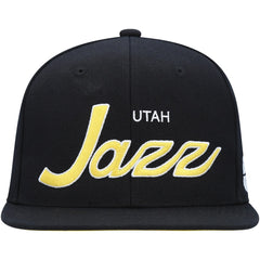 Utah Jazz Hardwood Classics Script 2.0 Snapback Hat Black
