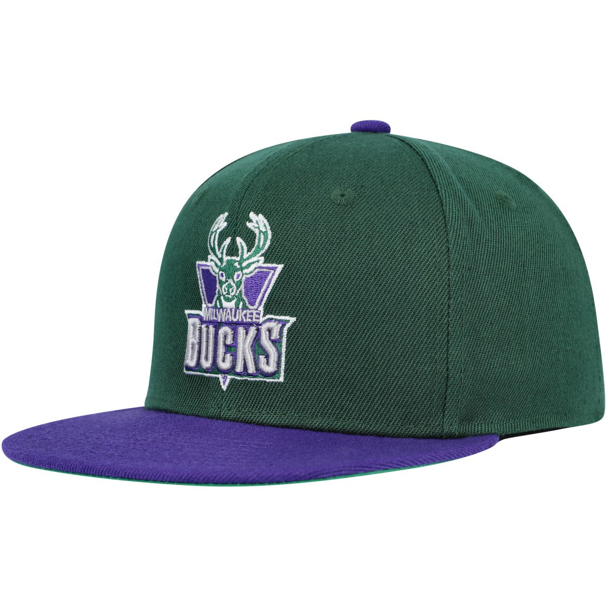 Milwaukee Bucks Youth Two-Tone Snapback Hat Hunter Green/Purple