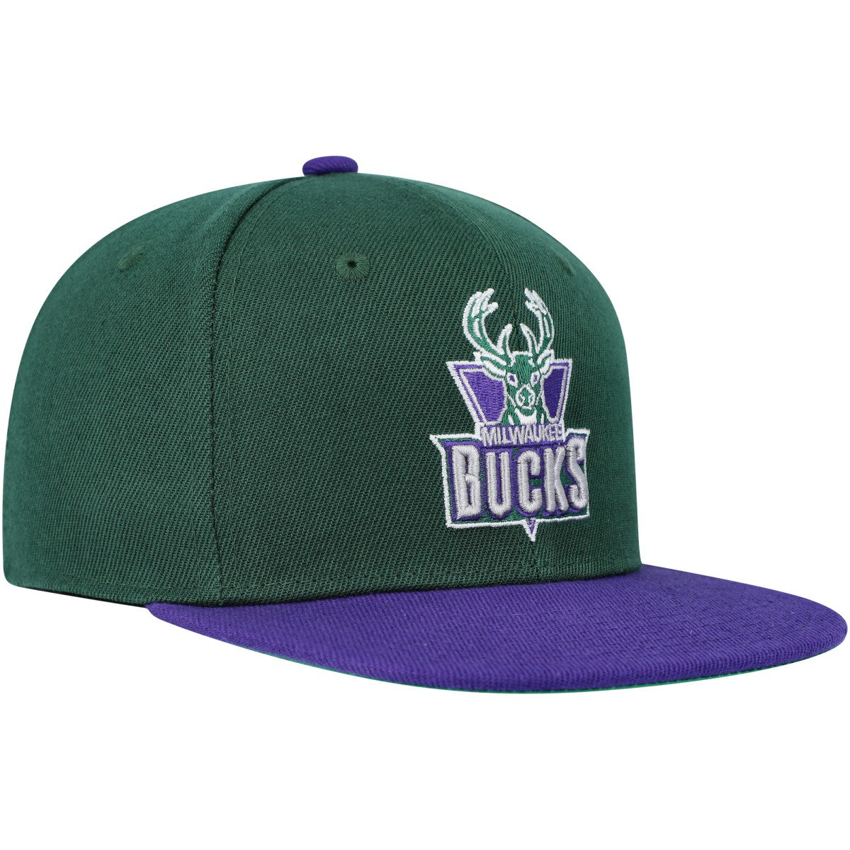 Milwaukee Bucks Youth Two-Tone Snapback Hat Hunter Green/Purple