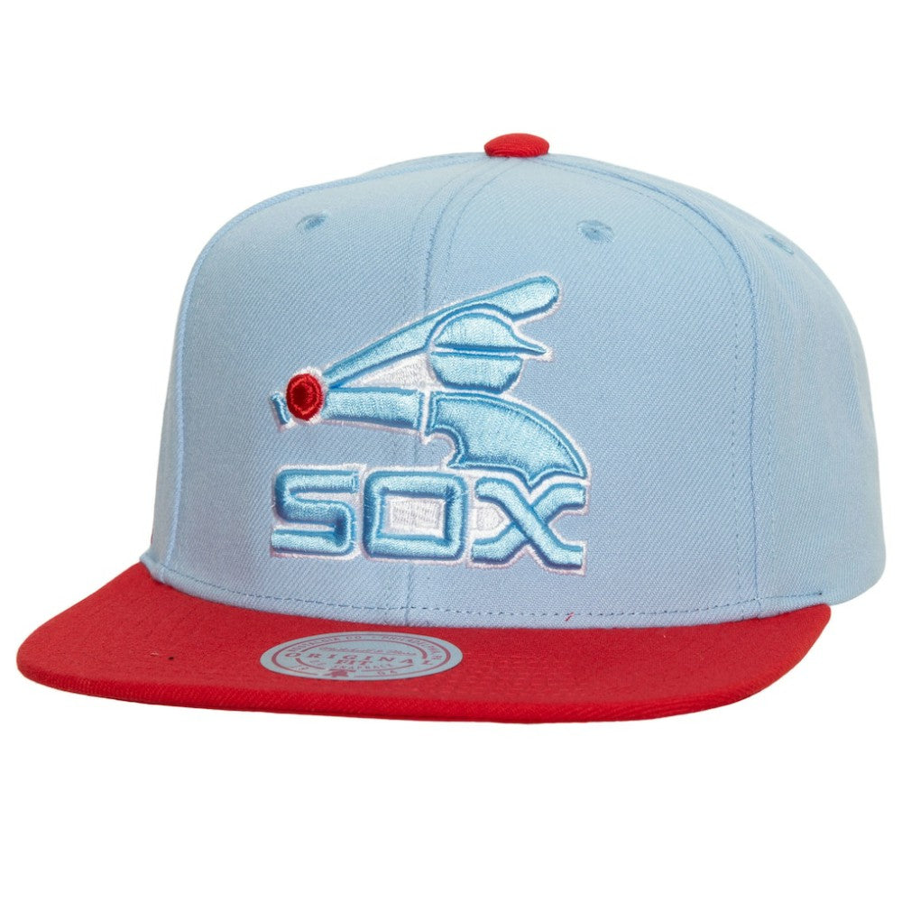 Chicago White Sox Mitchell & Ness Hometown Snapback Hat - Light Blue/Red Hats