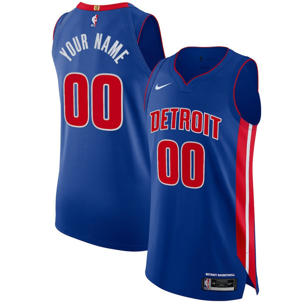 Detroit Pistons Authentic Custom Jersey Blue Icon Edition