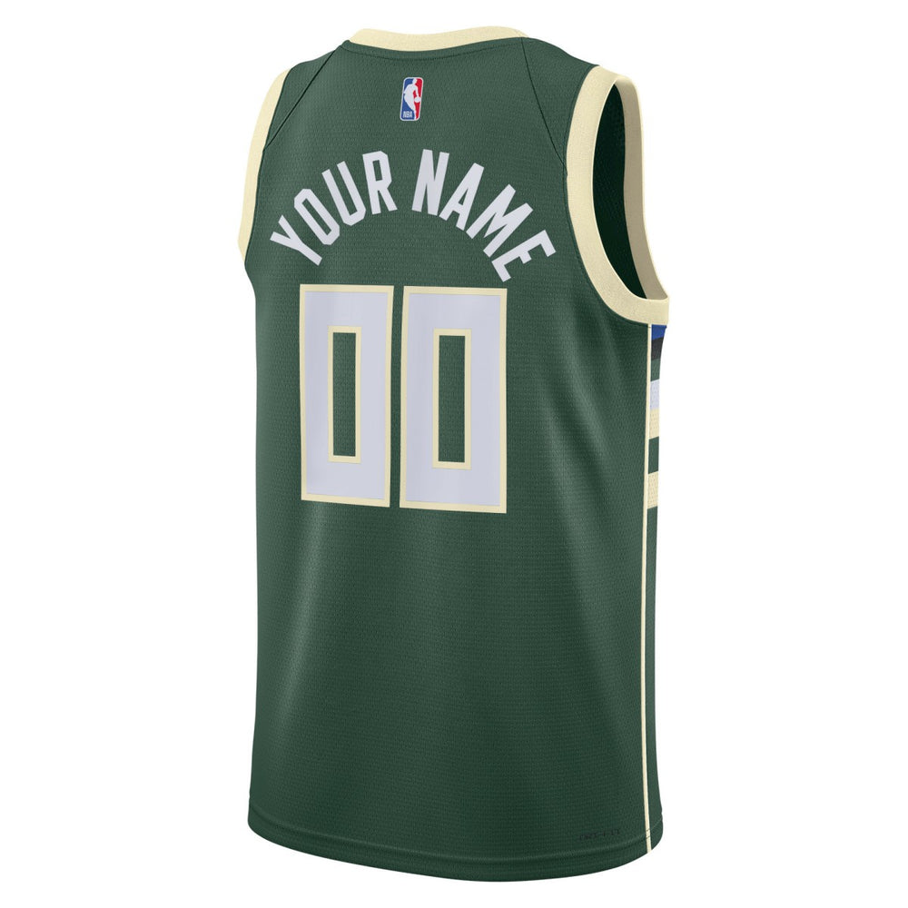 Milwaukee Bucks Unisex Swingman Custom Jersey Hunter Green Icon Edition