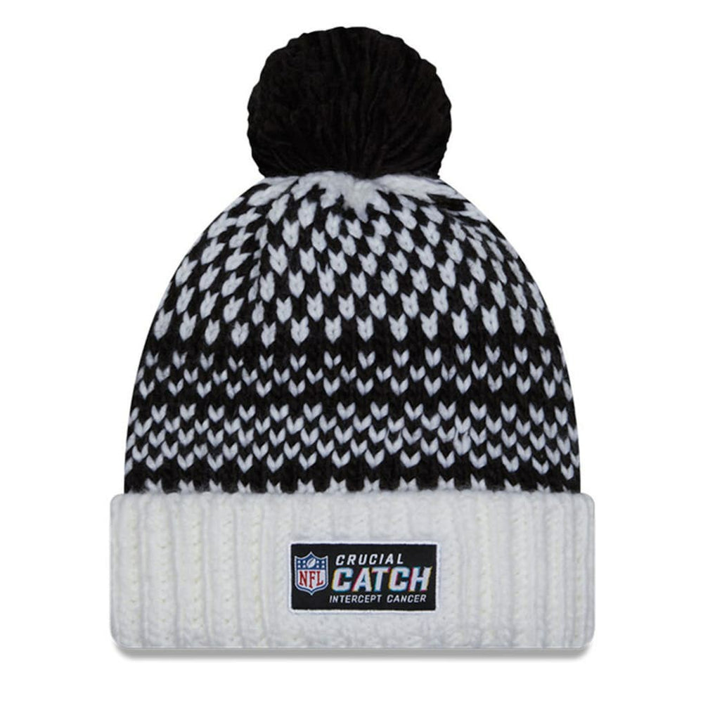 Cleveland Browns New Era Women's 2023 NFL Crucial Catch Cuffed Pom Knit Hat Black/White