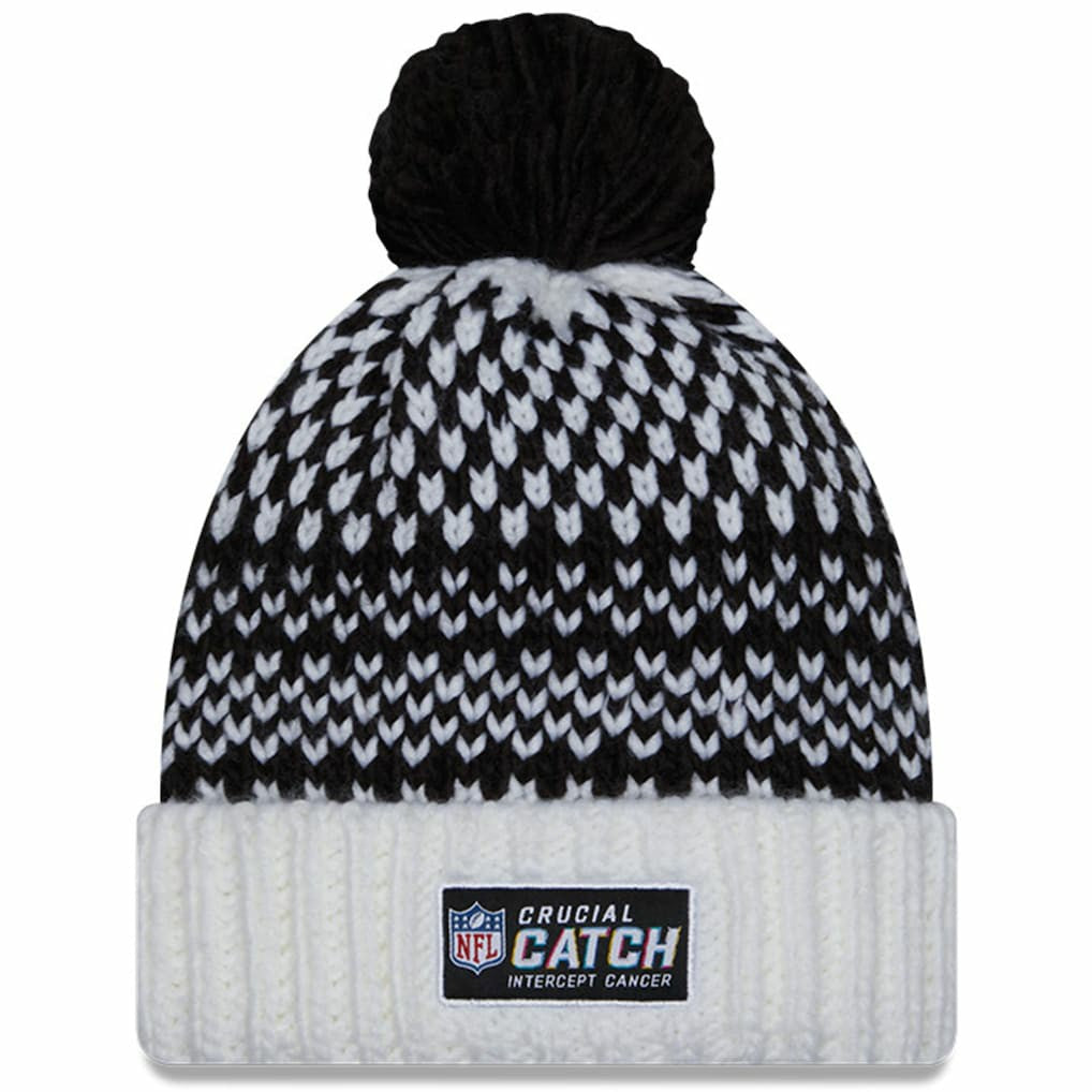 Las Vegas Raiders New Era Women's 2023 NFL Crucial Catch Cuffed Pom Knit Hat Black/White