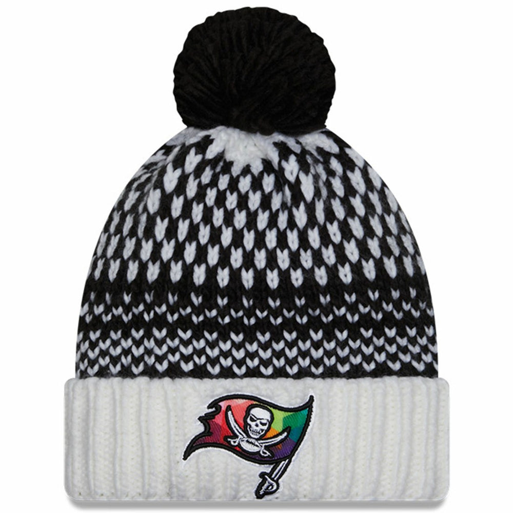 Tampa Bay Buccaneers New Era Women's 2023 NFL Crucial Catch Cuffed Pom Knit Hat Black/White