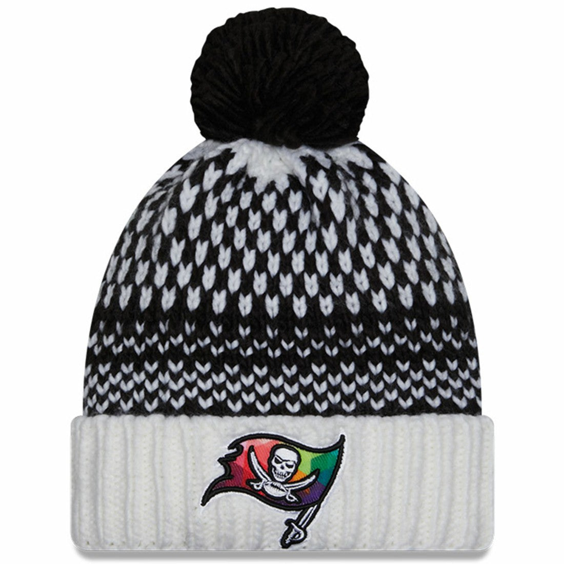 Tampa Bay Buccaneers New Era Women's 2023 NFL Crucial Catch Cuffed Pom Knit Hat Black/White