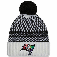 Tampa Bay Buccaneers New Era Women's 2023 NFL Crucial Catch Cuffed Pom Knit Hat Black/White