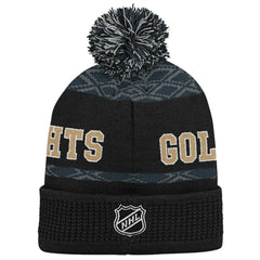 NHL Vegas Golden Knights Youth Puck Cuffed Knit Hat with Pom - Black