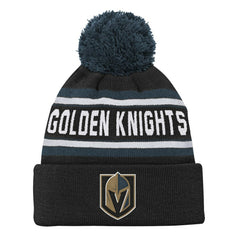 NHL Vegas Golden Knights Youth Jacquard Cuffed Knit Hat with Pom - Black