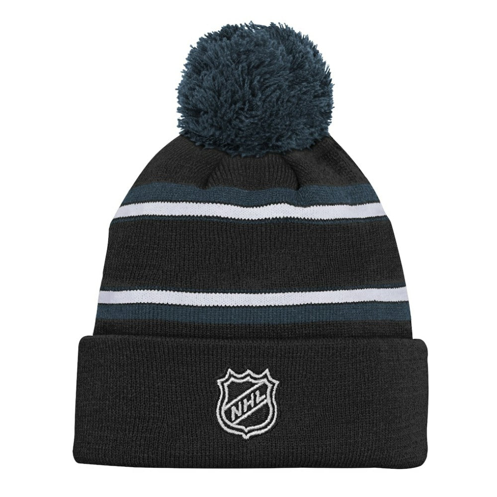 NHL Vegas Golden Knights Youth Jacquard Cuffed Knit Hat with Pom - Black