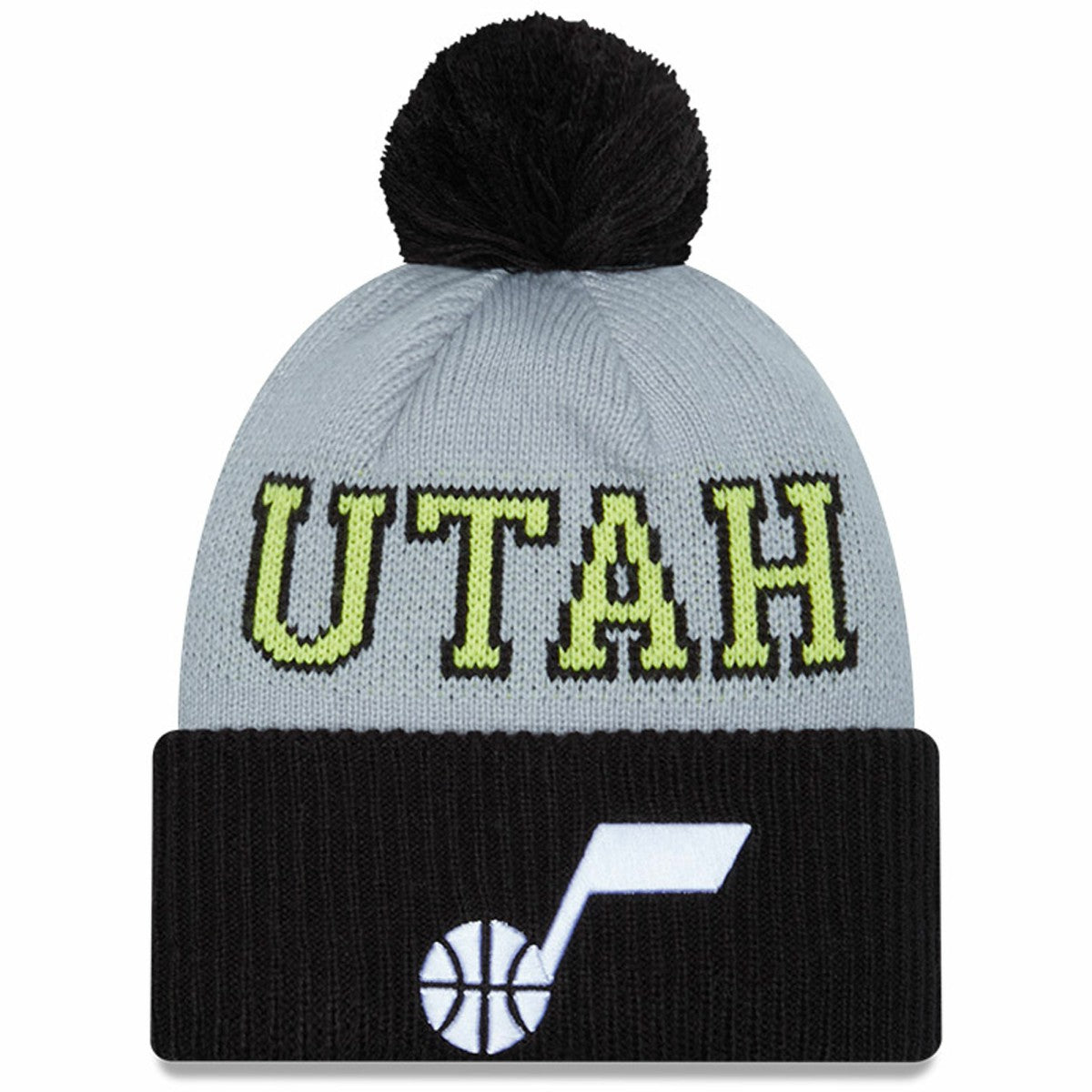 Utah Jazz Tip-Off Two-Tone Cuffed Knit Hat with Pom Black/Gray