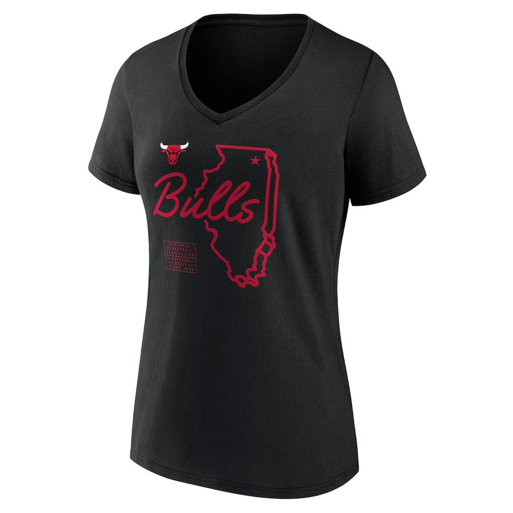 Chicago Bulls Women's Announcer V-Neck T-Shirt Black