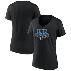 Dallas Mavericks Women's Announcer V-Neck T-Shirt Black