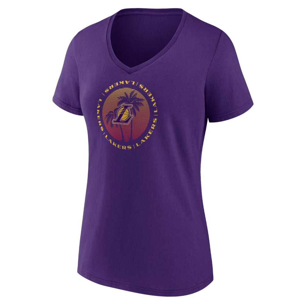 Los Angeles Lakers Women's Announcer V-Neck T-Shirt Purple