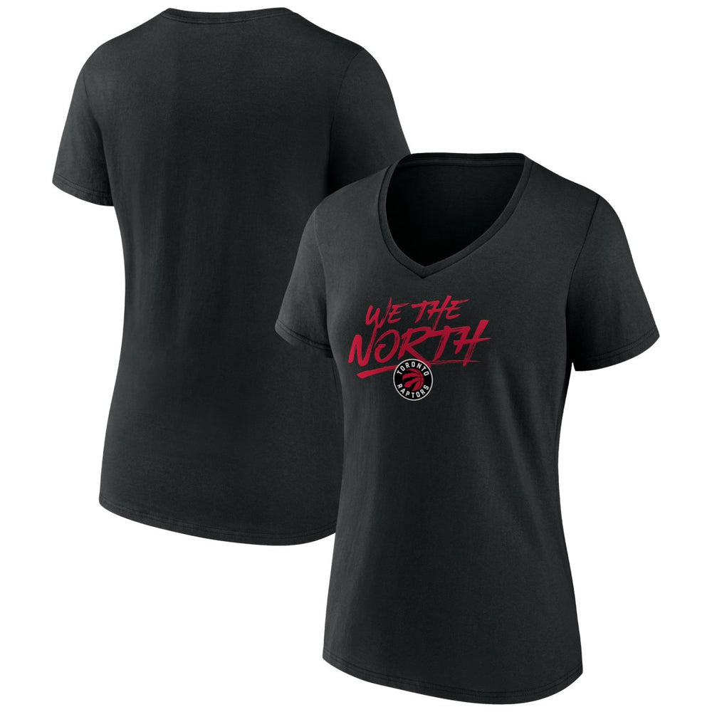 Toronto Raptors Women's Announcer V-Neck T-Shirt Black