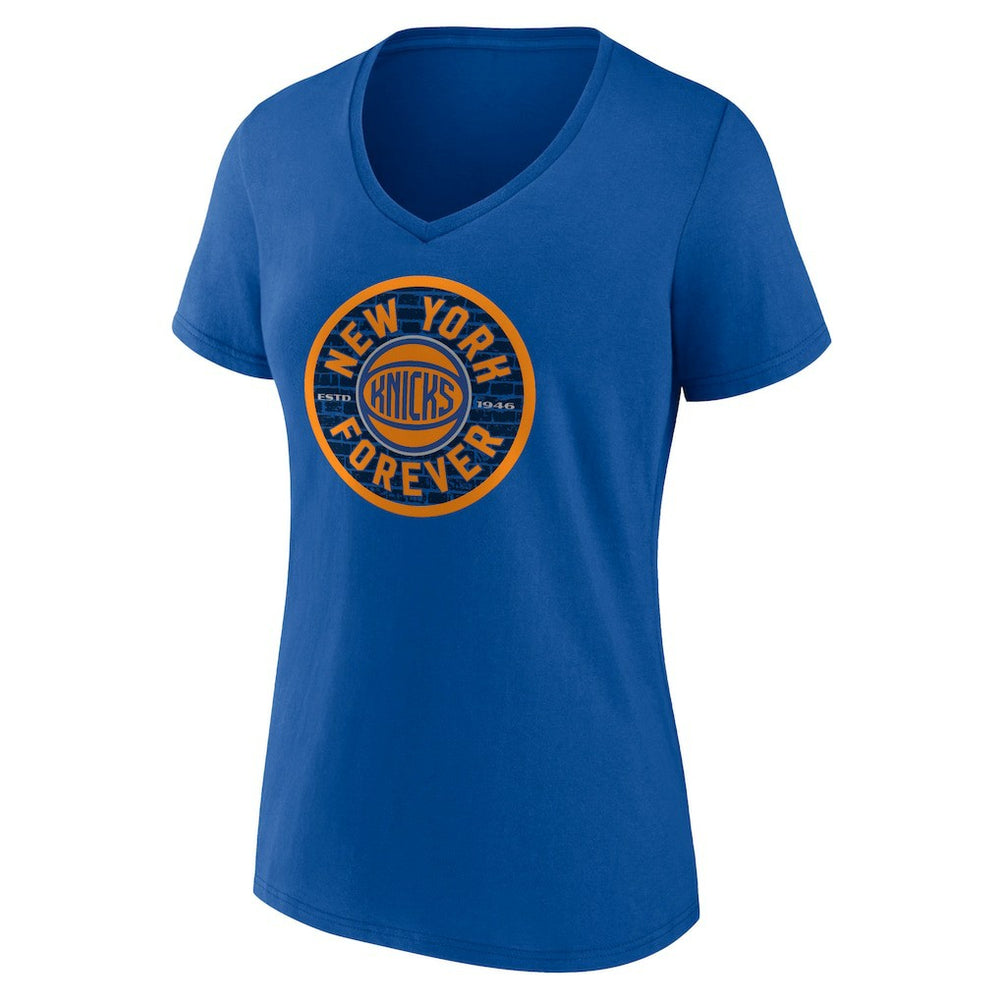 New York Knicks Women's Huddle V-Neck T-Shirt Blue