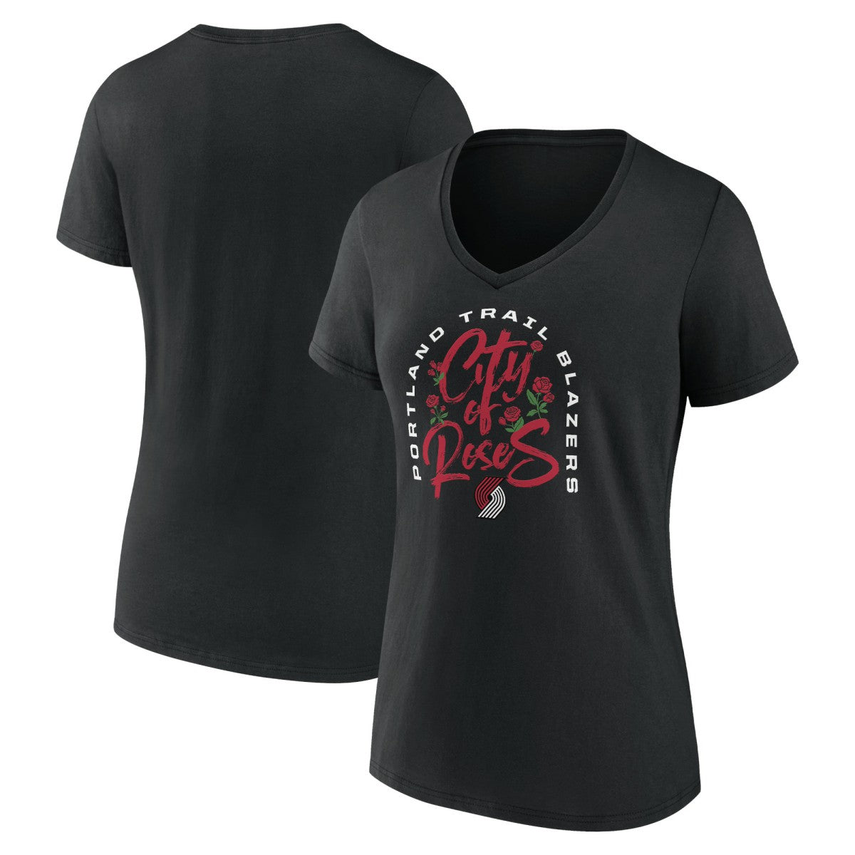 Portland Trail Blazers Women's Huddle V-Neck T-Shirt Black