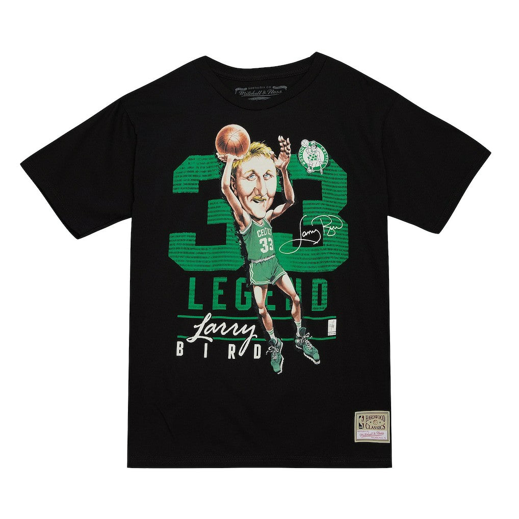 Larry Bird Boston Celtics Hardwood Classics Caricature T-Shirt Black