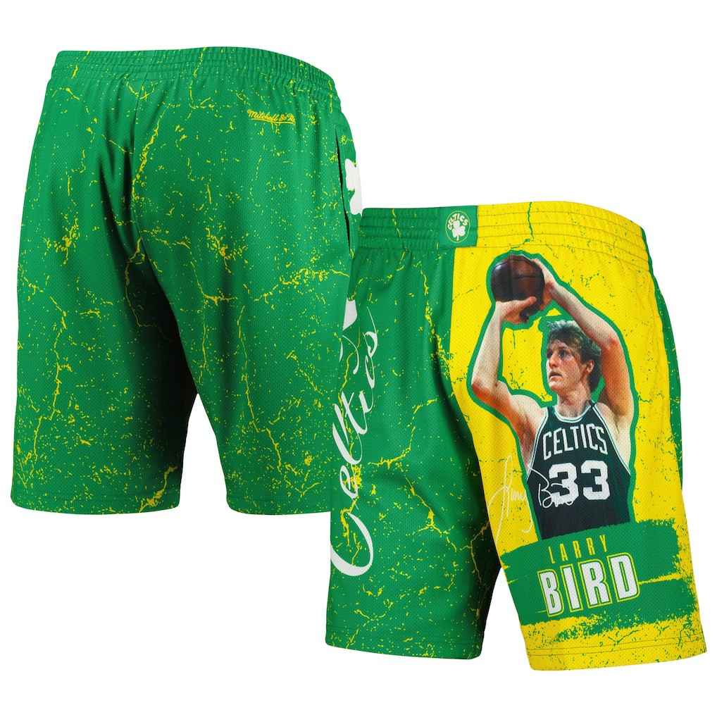 Larry Bird Boston Celtics Hardwood Classics Player Burst Shorts Kelly Green