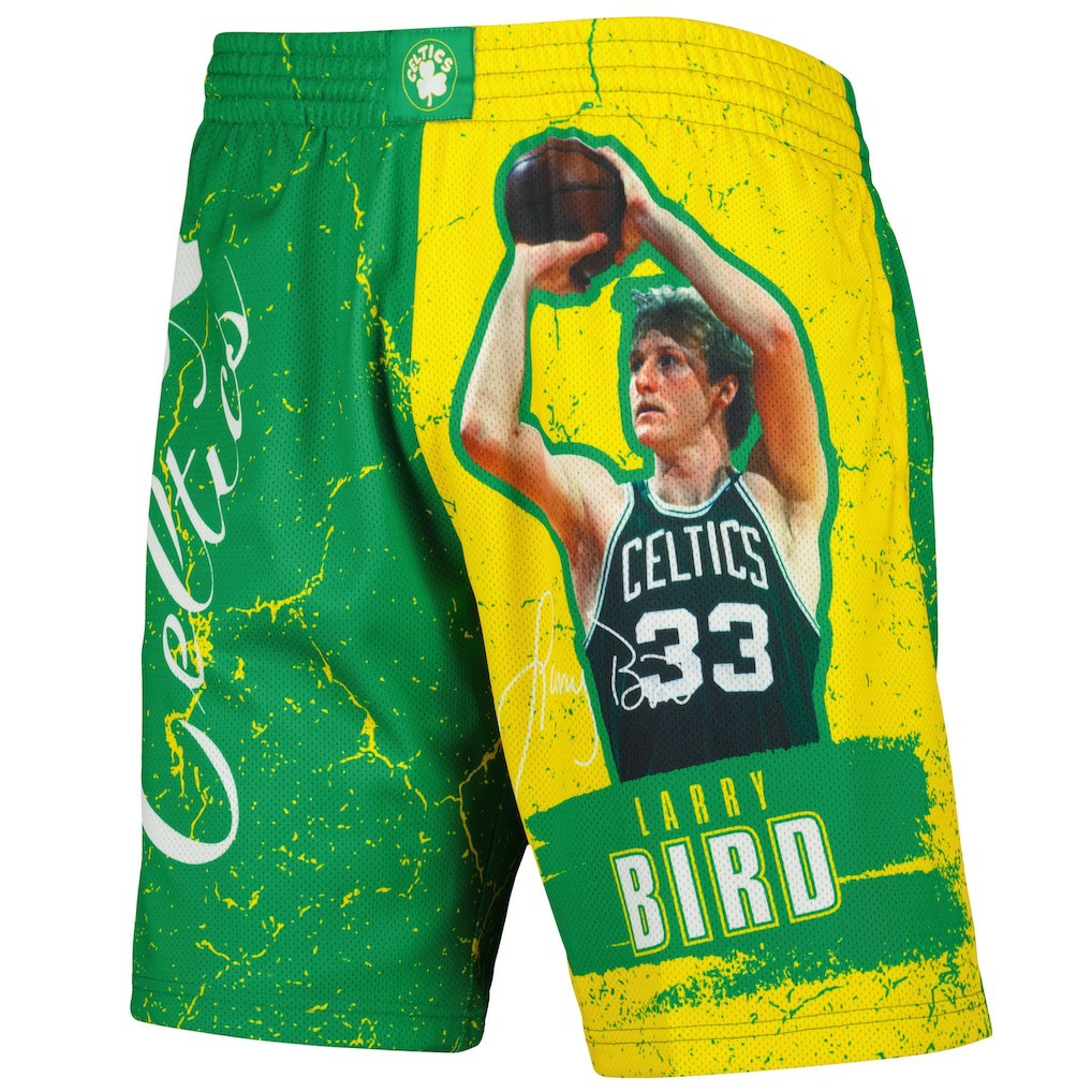 Larry Bird Boston Celtics Hardwood Classics Player Burst Shorts Kelly Green