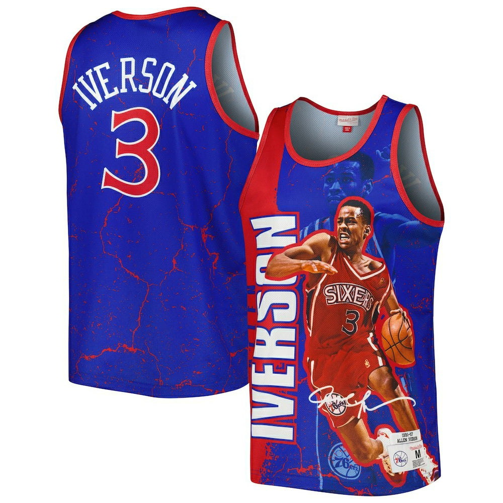 Allen Iverson Philadelphia 76ers 1996-97 Hardwood Classics Player Burst Tank Top Royal
