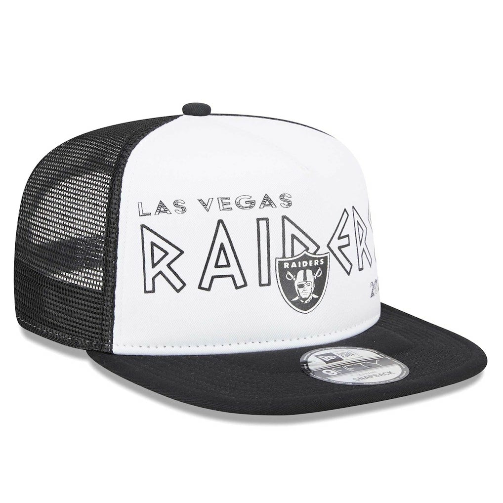Las Vegas Raiders New Era Banger 9FIFTY Trucker Snapback Hat White/Black