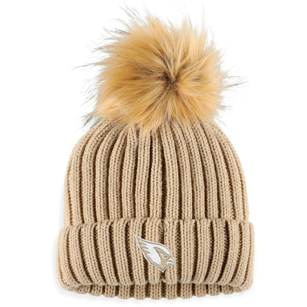 Arizona Cardinals WEAR by Erin Andrews Women's Neutral Cuffed Knit Hat with Pom Natural