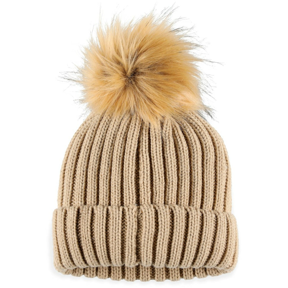 Las Vegas Raiders WEAR by Erin Andrews Women's Neutral Cuffed Knit Hat with Pom Natural