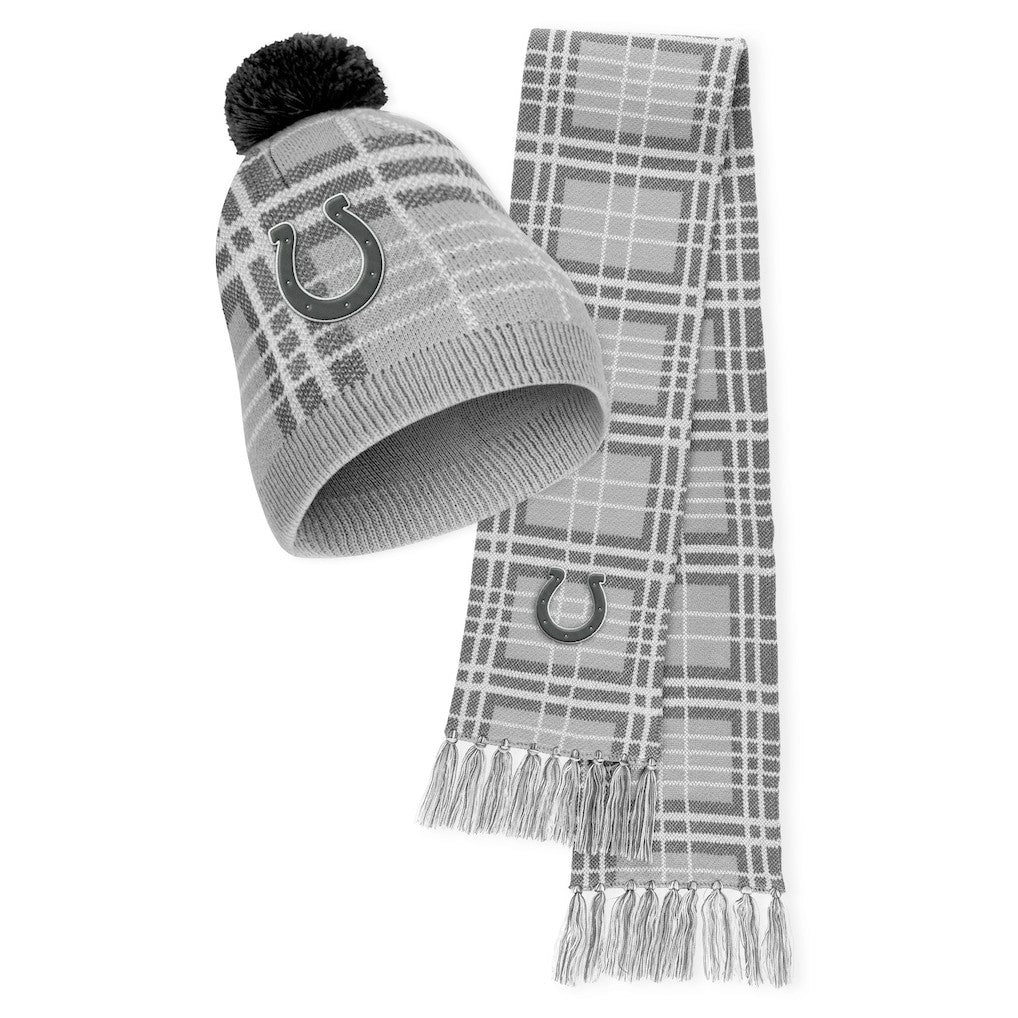 Indianapolis Colts WEAR by Erin Andrews Women's Plaid Knit Hat with Pom & Scarf Set