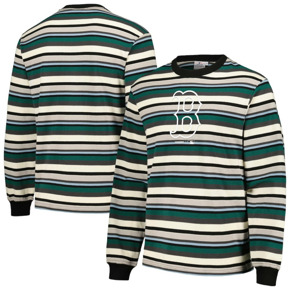 Boston Red Sox PLEASURES Ballpark Long Sleeve T-Shirt - Cream/Green T-shirts