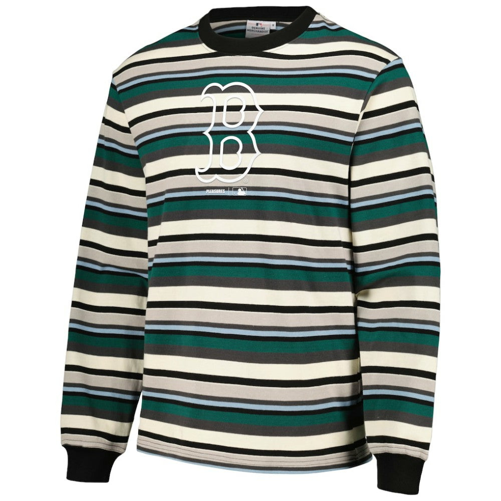 Boston Red Sox PLEASURES Ballpark Long Sleeve T-Shirt - Cream/Green T-shirts