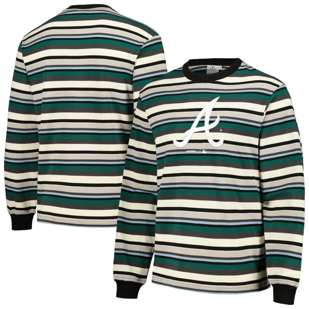 Atlanta Braves PLEASURES Ballpark Long Sleeve T-Shirt - Cream/Green T-shirts