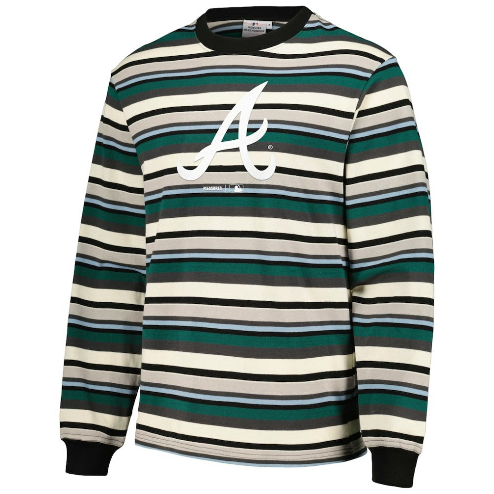 Atlanta Braves PLEASURES Ballpark Long Sleeve T-Shirt - Cream/Green T-shirts