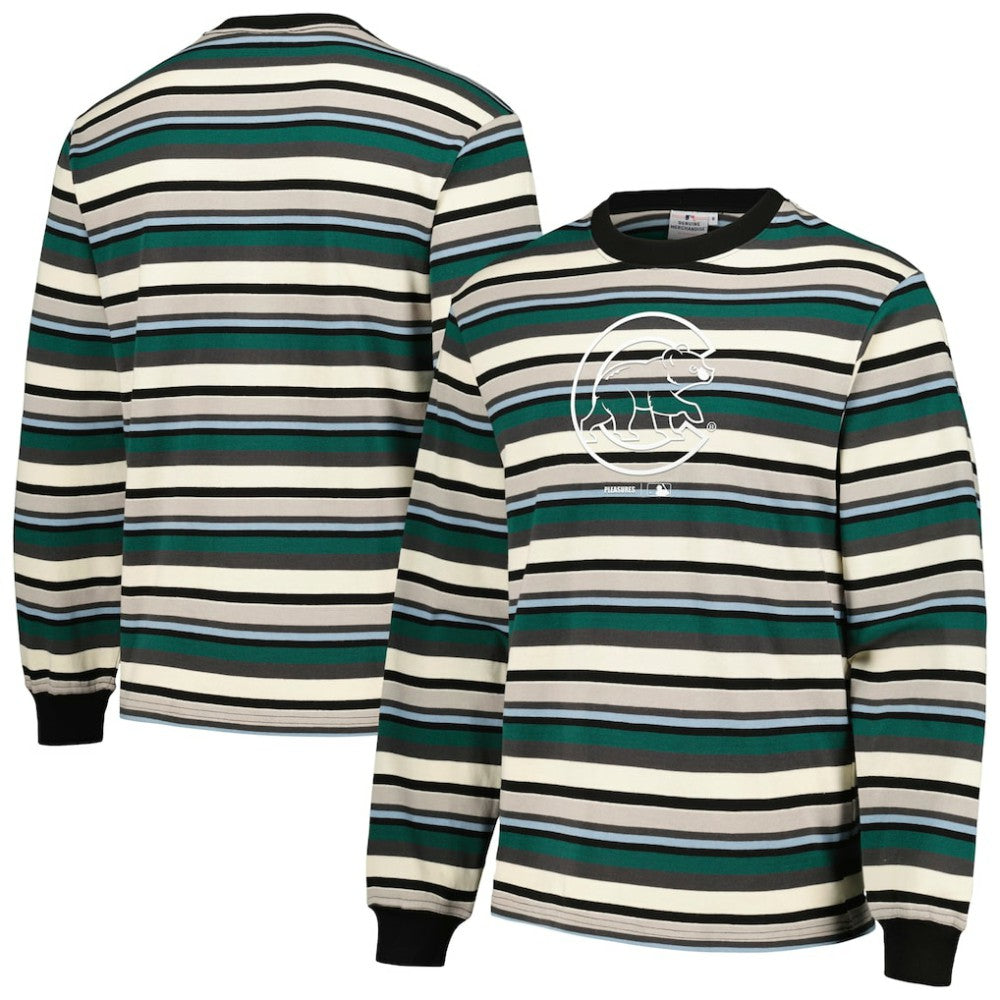 Chicago Cubs PLEASURES Ballpark Long Sleeve T-Shirt - Cream/Green T-shirts