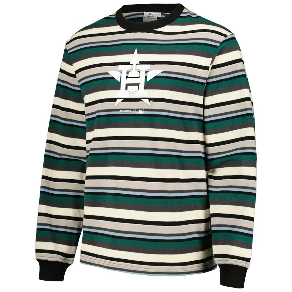 Houston Astros PLEASURES Ballpark Long Sleeve T-Shirt - Cream/Green T-shirts