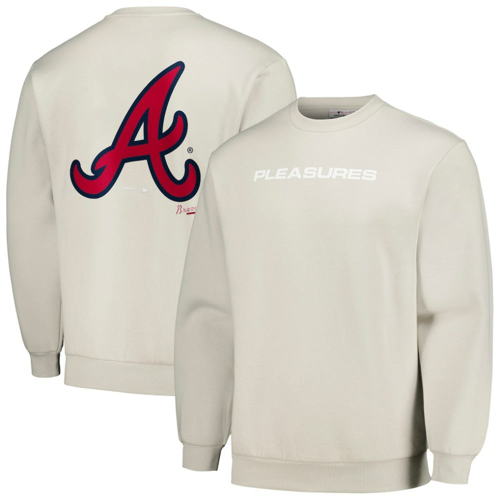 Atlanta Braves PLEASURES Ballpark Pullover Sweatshirt - Gray Pullover