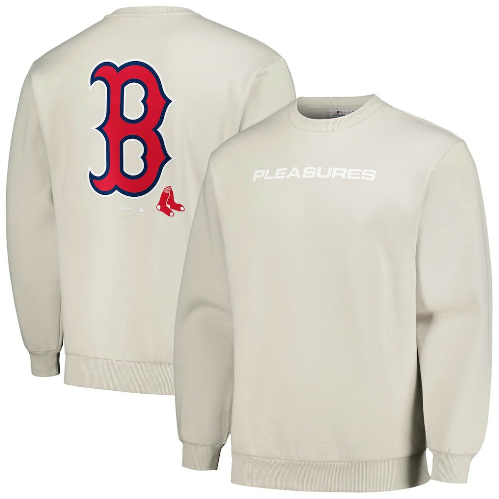 Boston Red Sox PLEASURES Ballpark Pullover Sweatshirt - Gray Pullover