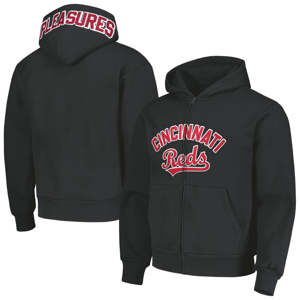 Cincinnati Reds PLEASURES Opening Day Full-Zip Hoodie - Black Hoodies