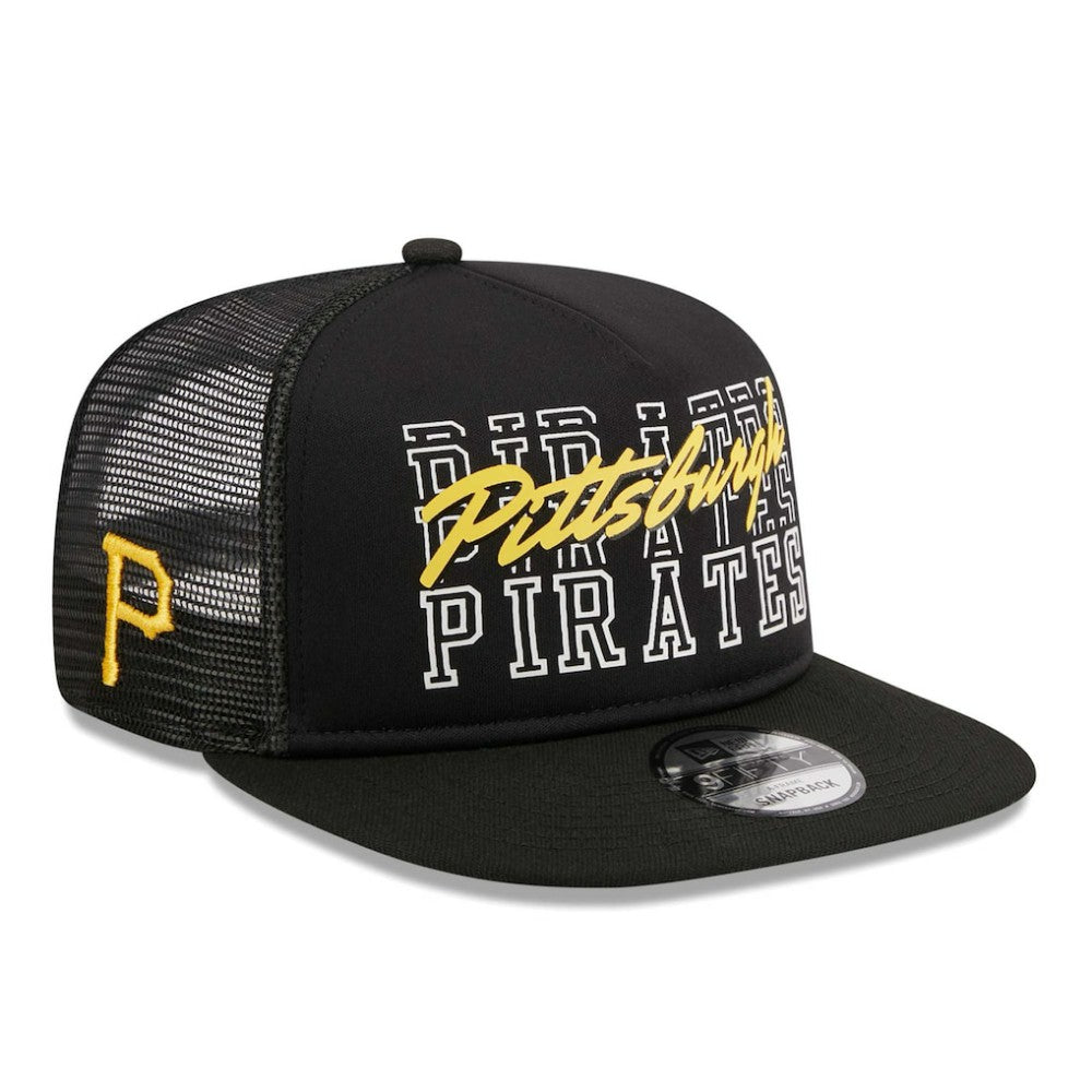 Pittsburgh Pirates New Era  Street Team A-Frame Trucker 9FIFTY Snapback Hat - Black Hats