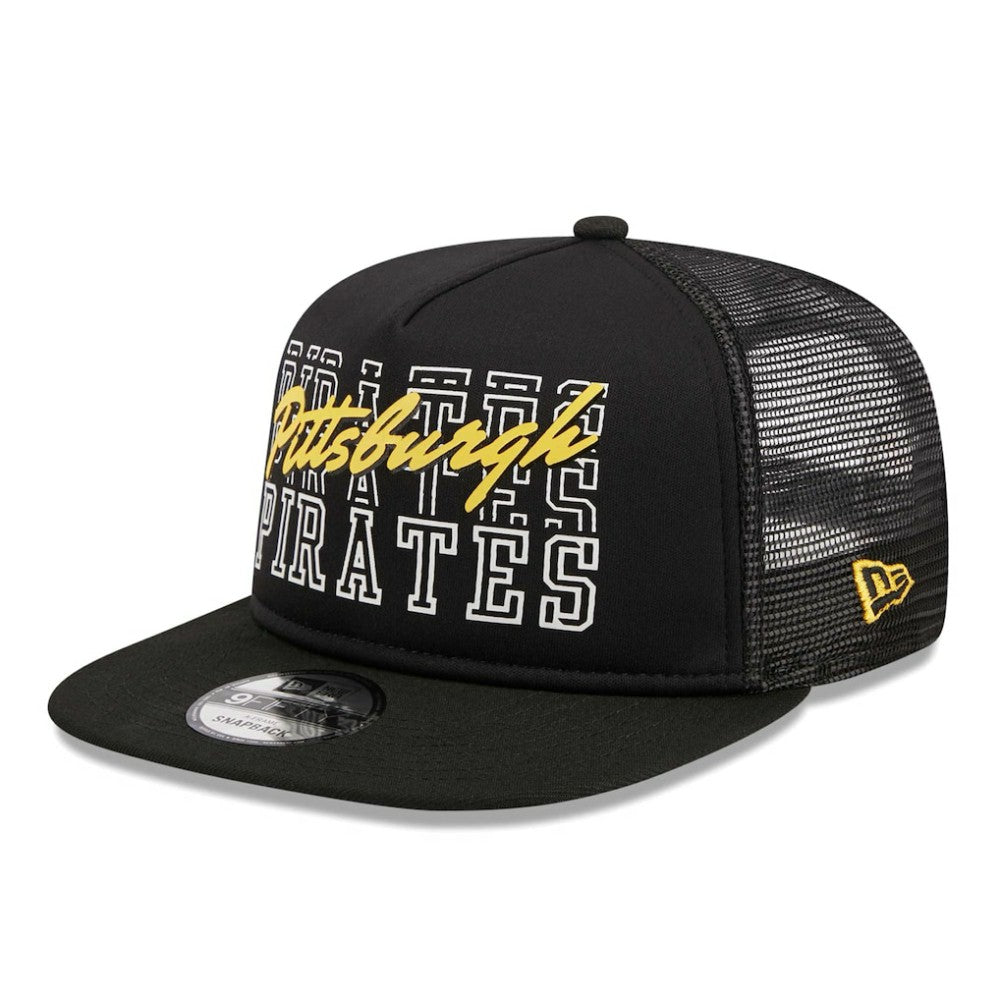 Pittsburgh Pirates New Era  Street Team A-Frame Trucker 9FIFTY Snapback Hat - Black Hats