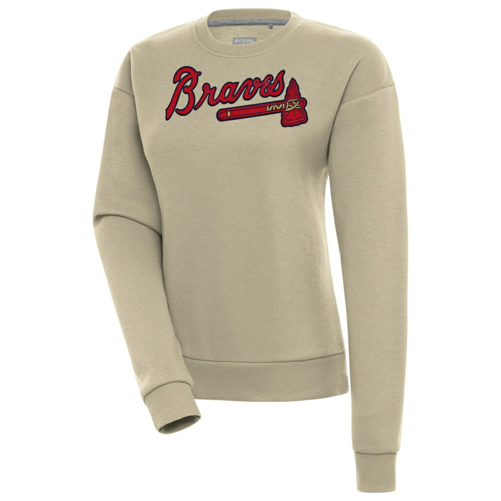 Atlanta Braves Antigua Women's Victory Pullover Sweatshirt - Khaki Pullover