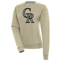 Colorado Rockies Antigua Women's Victory Pullover Sweatshirt - Khaki Pullover
