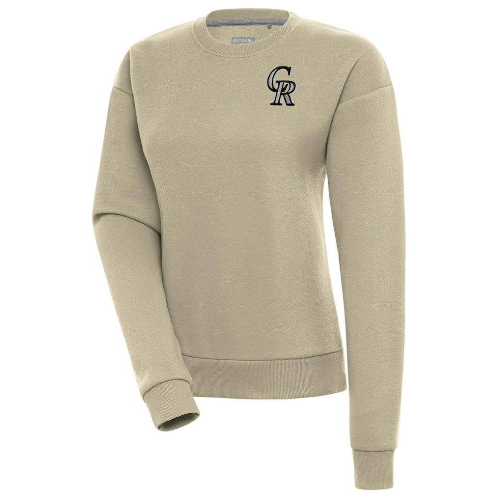 Colorado Rockies Antigua Women's Victory Pullover Sweatshirt - Khaki Pullover