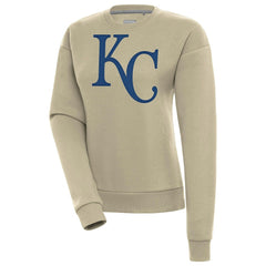 Kansas City Royals Antigua Women's Victory Pullover Sweatshirt - Khaki Pullover