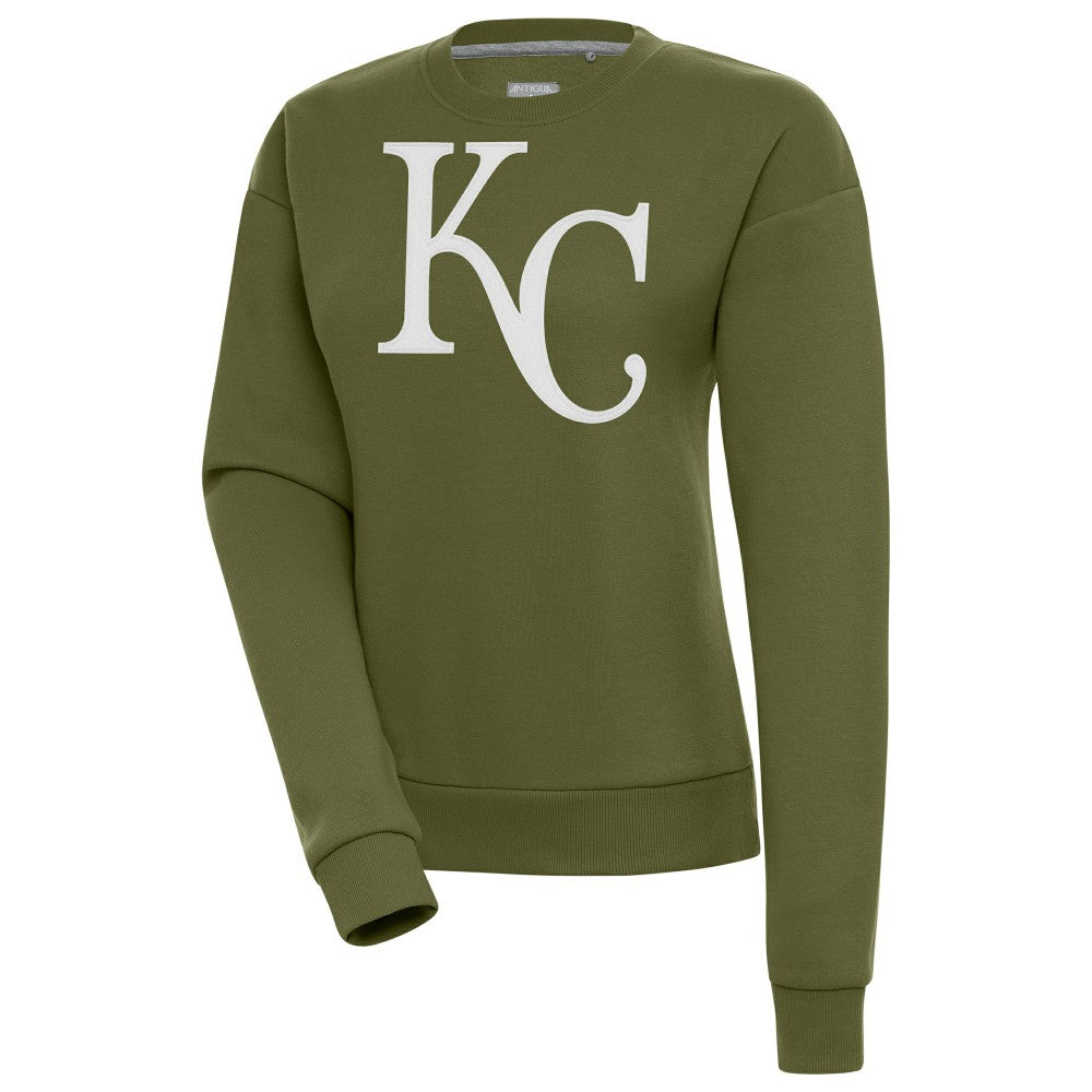 Kansas City Royals Antigua Women's Victory Pullover Sweatshirt - Olive Pullover