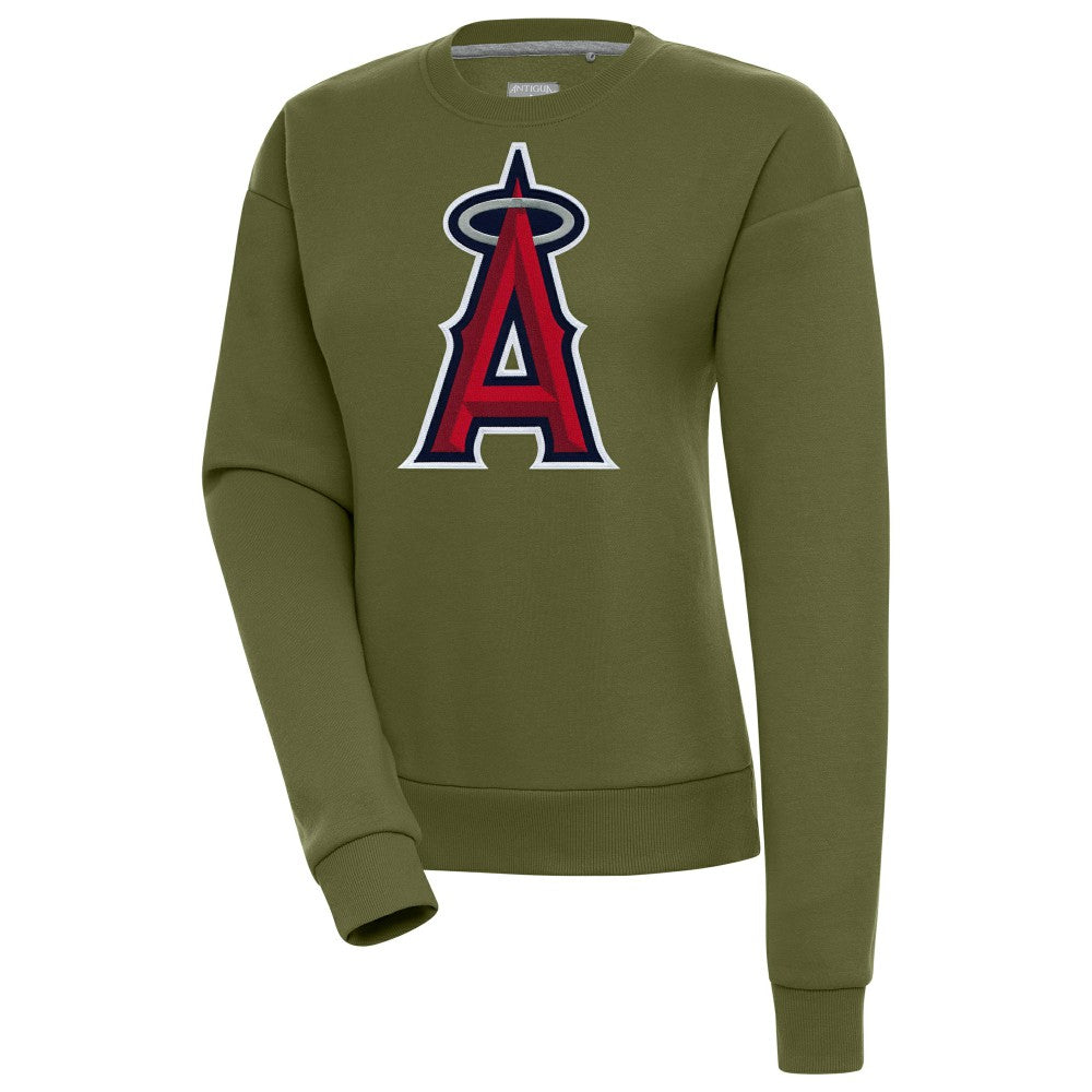 Los Angeles Angels Antigua Women's Victory Pullover Sweatshirt - Olive Pullover