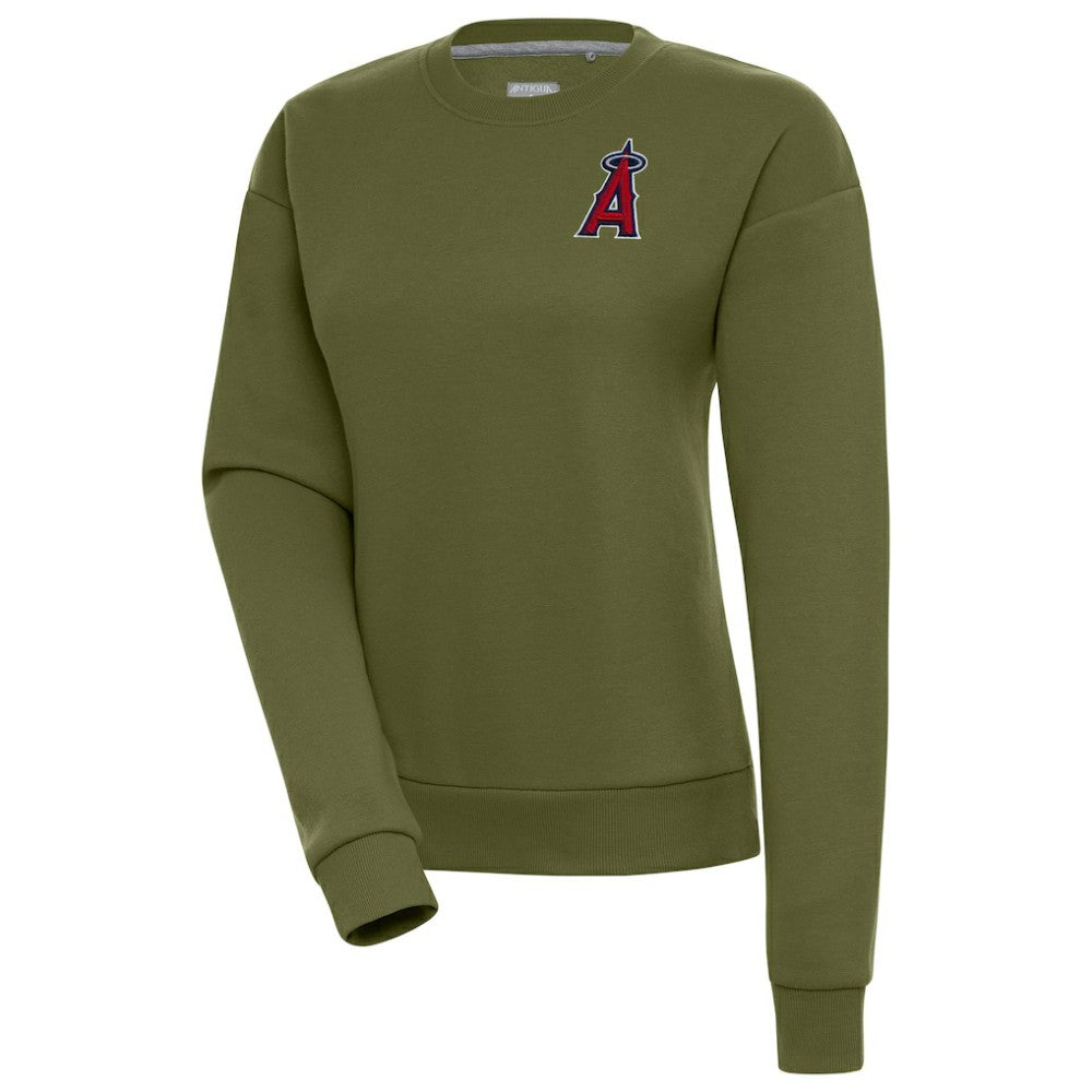 Los Angeles Angels Antigua Women's Victory Pullover Sweatshirt - Olive Pullover