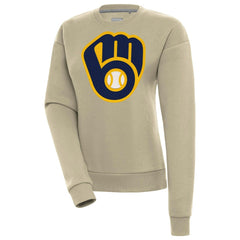 Milwaukee Brewers Antigua Women's Victory Pullover Sweatshirt - Khaki Pullover